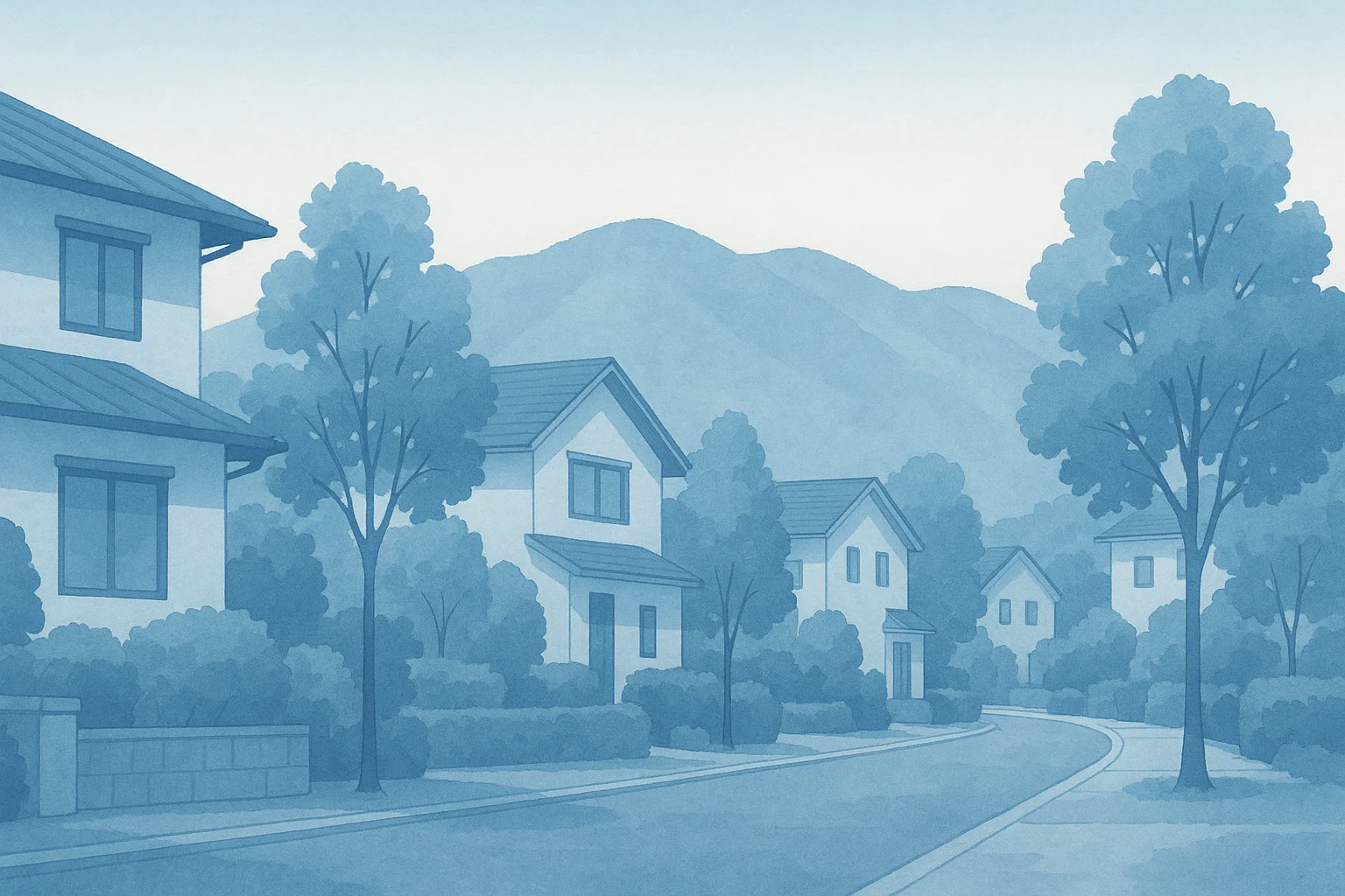 西宮の閑静な住宅街イラスト
